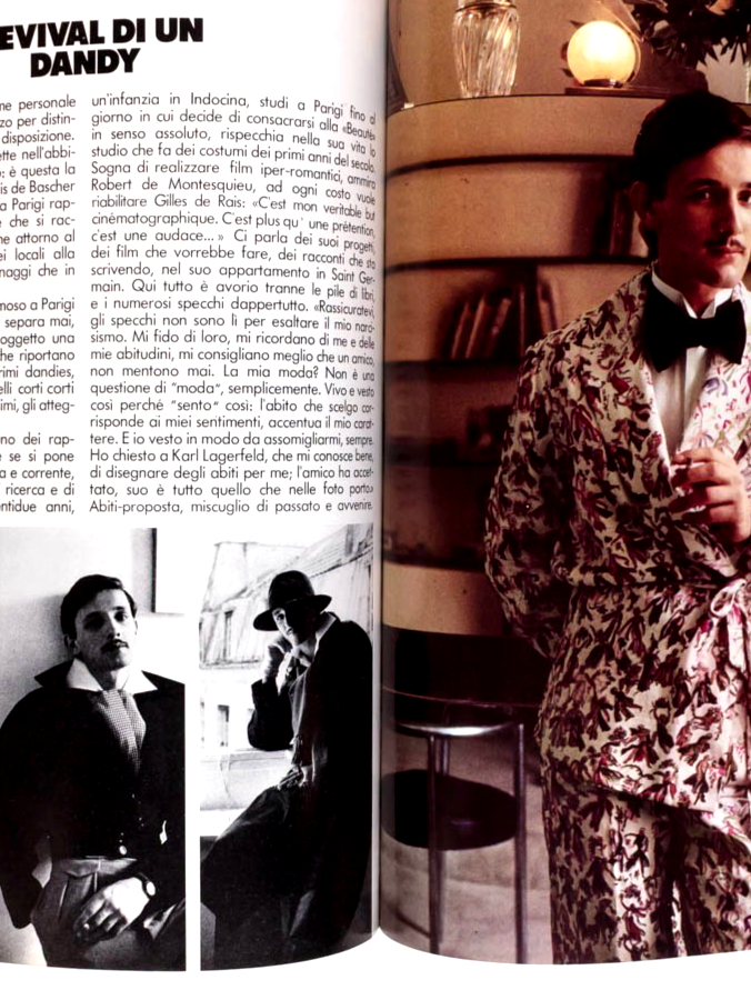 Helmut Berger JACQUES DE BASCHER Udo Kier  L'UOMO VOGUE October 1973  Toscani KL