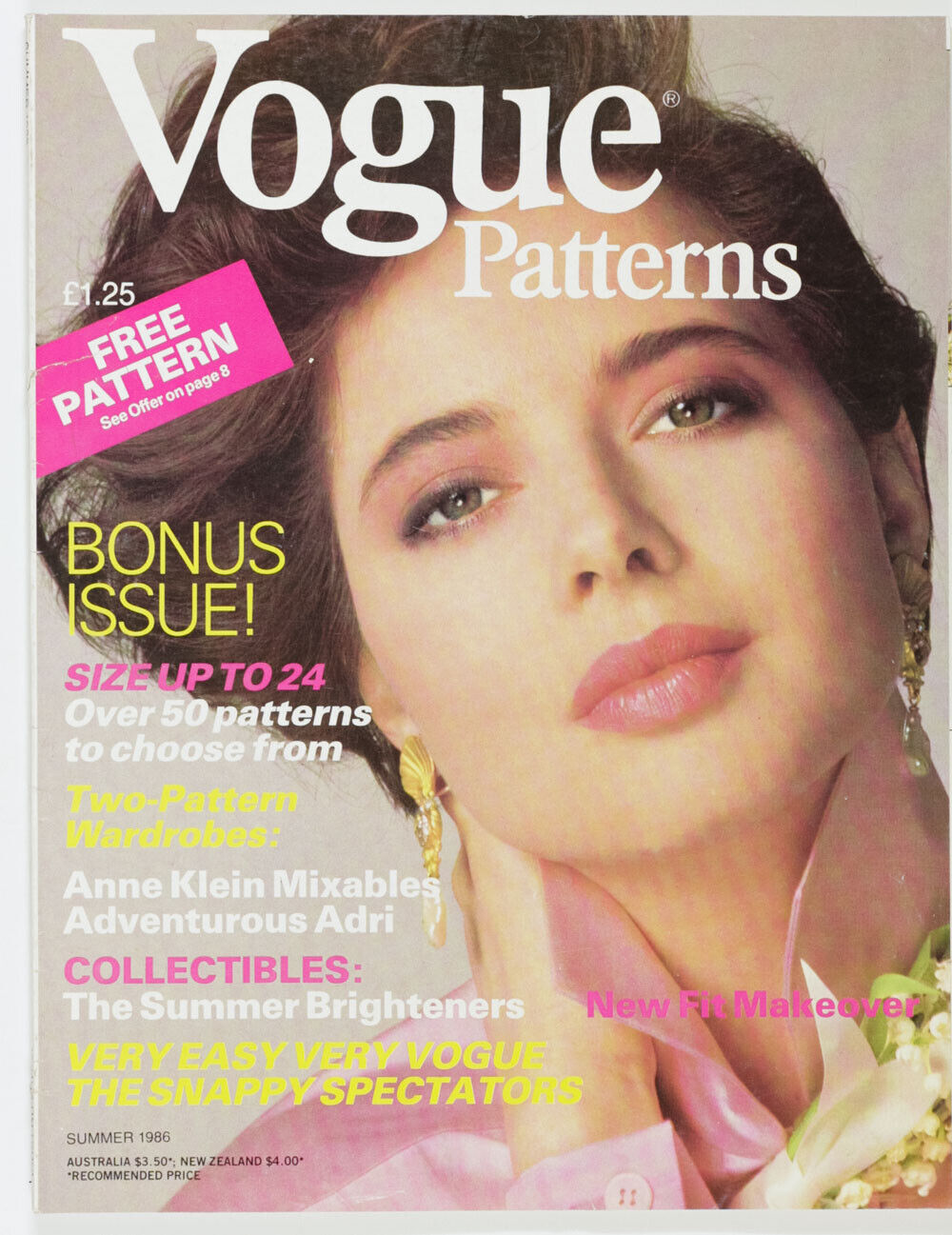 Isabella Rossellini ANNE KLEIN Adri VOGUE PATTERNS BOOK magazine 1986 Summer VTG