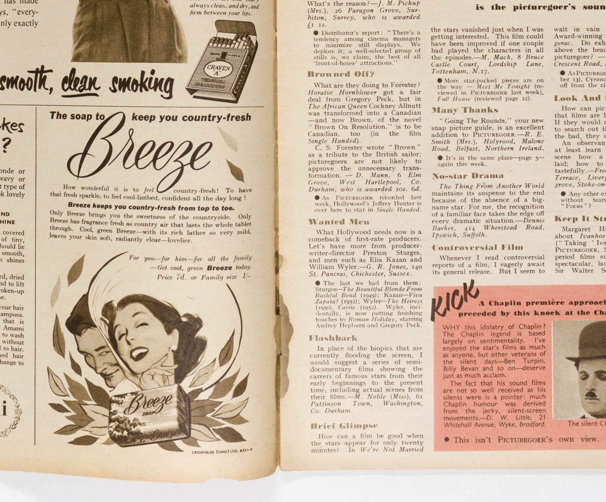 AUDREY HEPBURN Joan Crawford CHARLIE CHAPLIN Picturegoer magazine October 1952