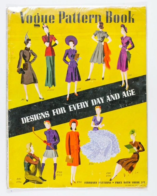 Bolin VOGUE PATTERN BOOK magazine February 1941 dress COAT suit GOWN Sports VTG