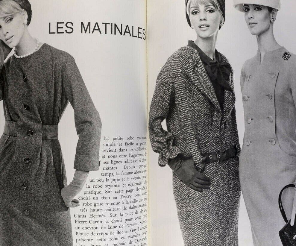 Rene Gruau GRES Roger Vivier DIOR Cardin LANVIN hat L’OFFICIEL 1964 December vtg