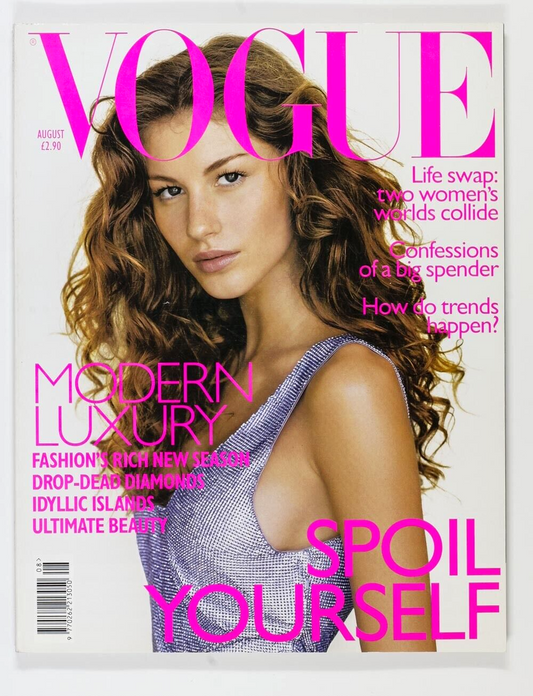 GISELE Bridget Hall TIM WALKER Vogue magazine August 1998 Bruce Nauman YAMAMOTO