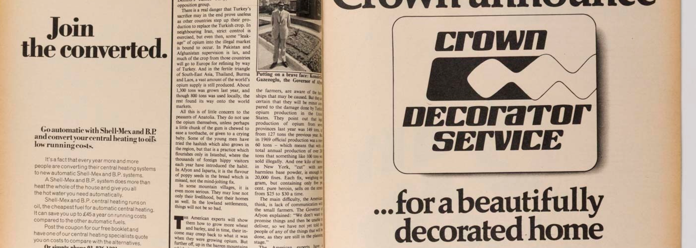 BIBA Violets OSSIE CLARK Concorde OMEGA vtg TELEGRAPH August 1972 Heroin GRUBER