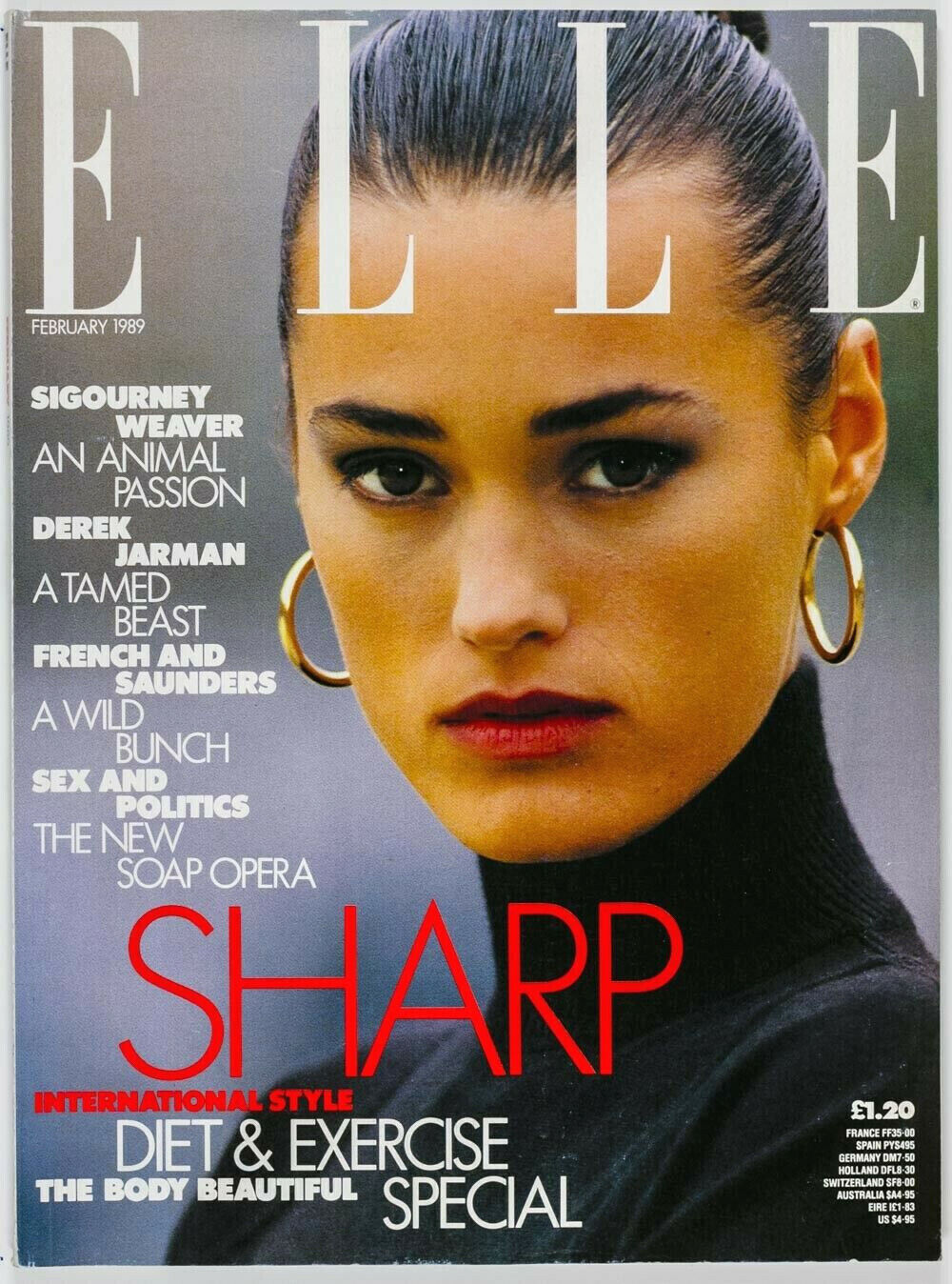 Yasmin Le Bon DEREK JARMAN Timothy O'Grady GALLIANO Nigel Preston ELLE Feb 1989