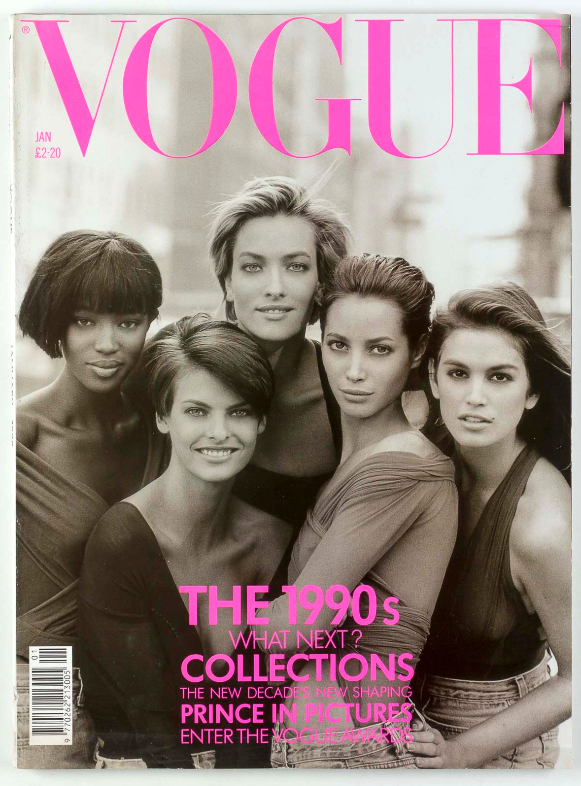 LINDA EVANGELISTA Christy Turlington CINDY CRAWFORD Vogue January 1990 Naomi UK