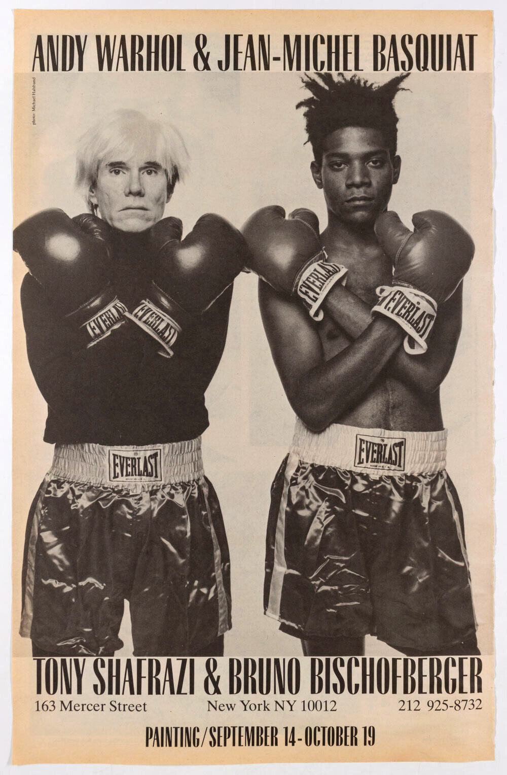 ANDY WARHOL & JEAN MICHEL BASQUIAT Shafrazi poster ORIGINAL 1985 MAGAZINE ADVERT