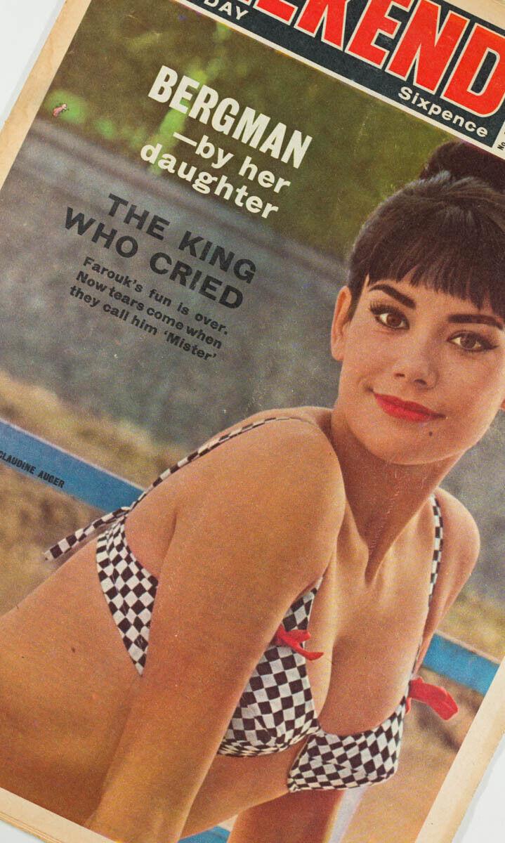 Claudine Auger INGRID BERGMAN King Farouk RARE Weekend And Today magazine UK vtg