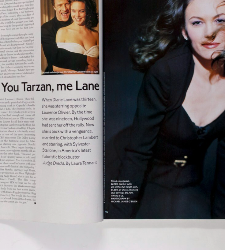 Diane Lane MARY KILLEN Goldman Sachs HARPERS February 1995 Minimalist Gucci D&G