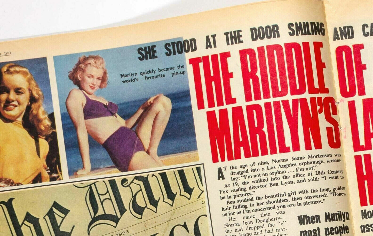 The Riddle Of MARILYN MONROE's Last Hours ~ RARE 1970's WEEKEND magazine UK vtg