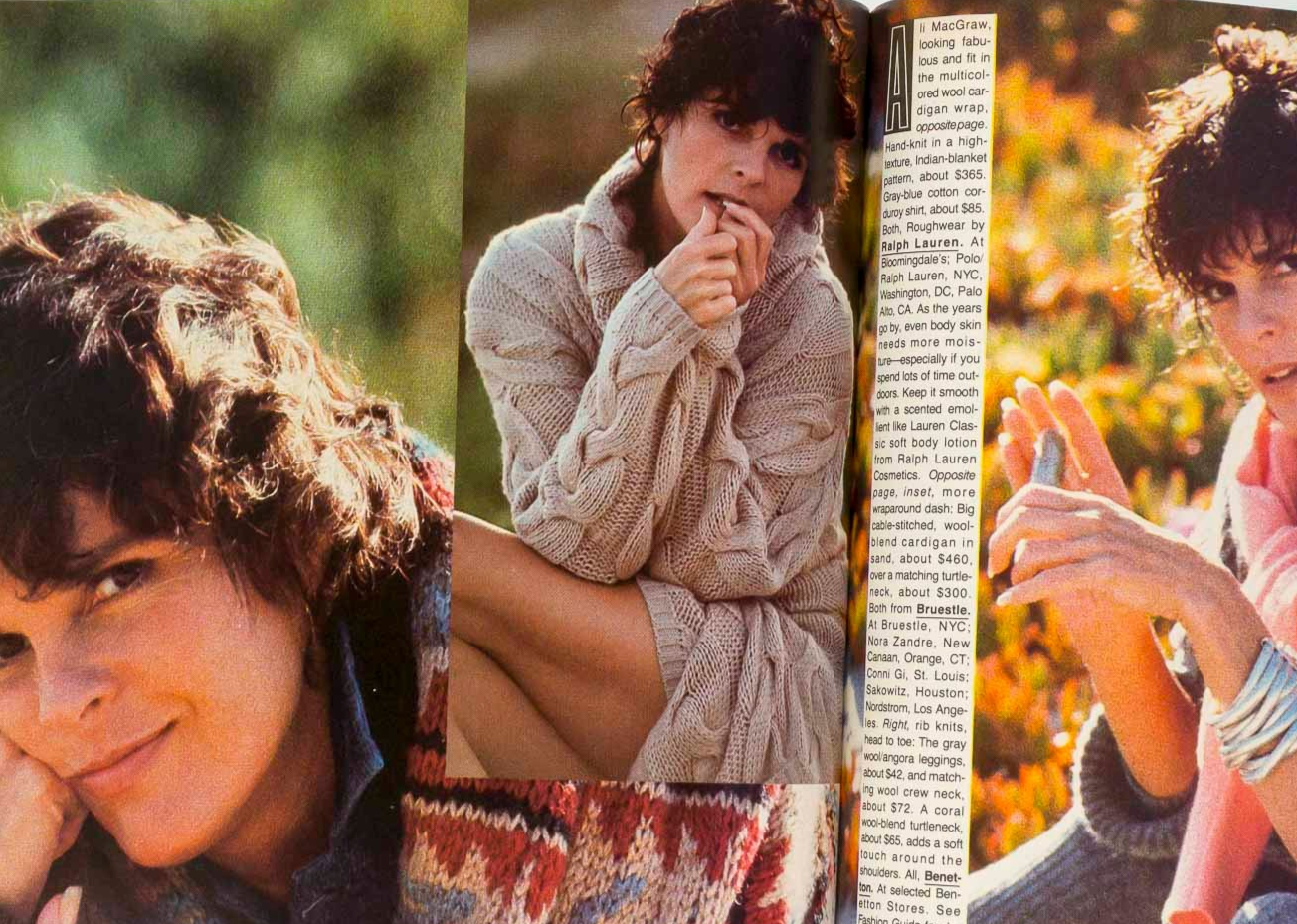 LINDA EVANS Ali MacGraw JOAN COLLINS US Harper's 1986 August JACQUELINE DE RIBES