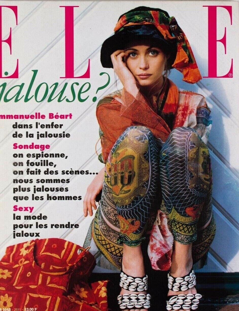 EMMANUELLE BEART Rare FRENCH ELLE magazine 1990's vintage fashion PARIS Nineties