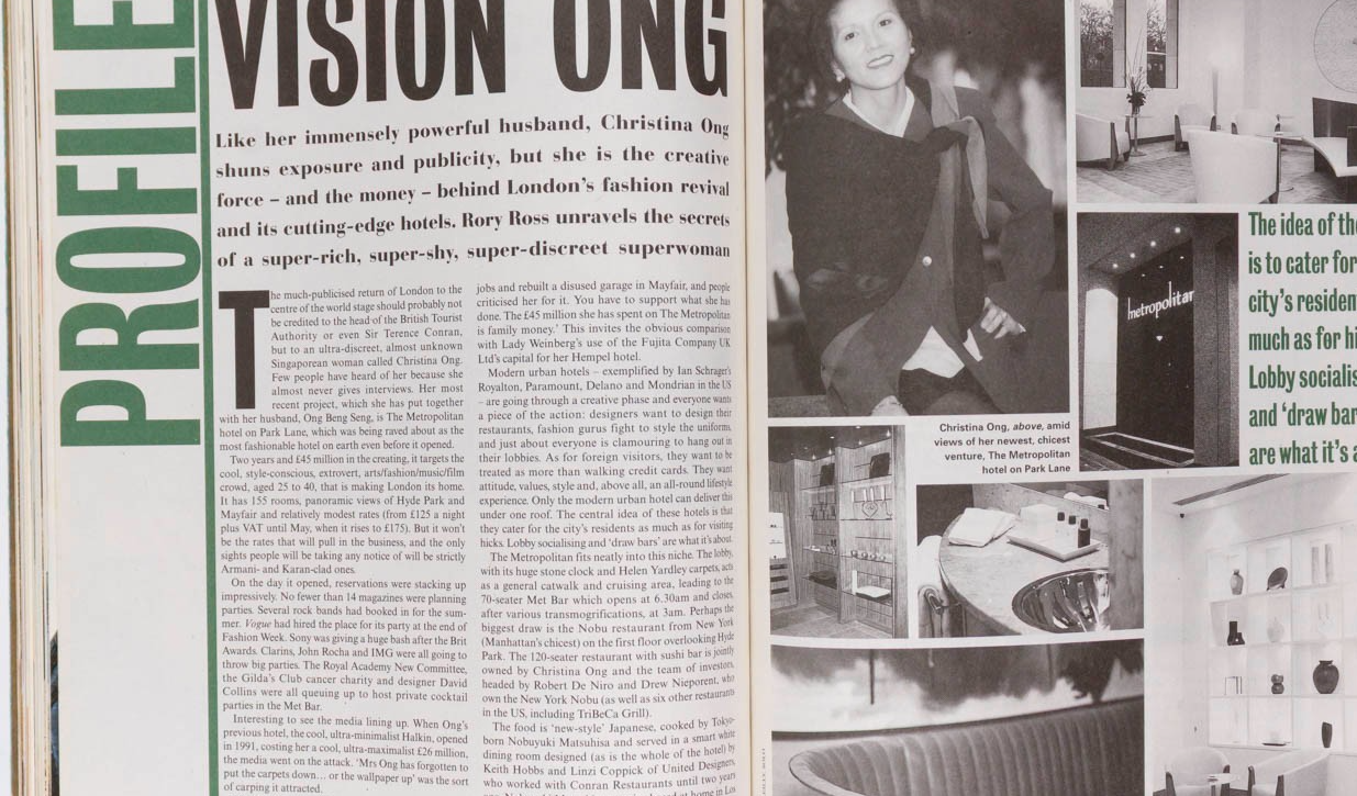 Jade Jagger NABILA KHASHOGGI Alexander McQueen RALPH LAUREN Tatler April 1997 UK