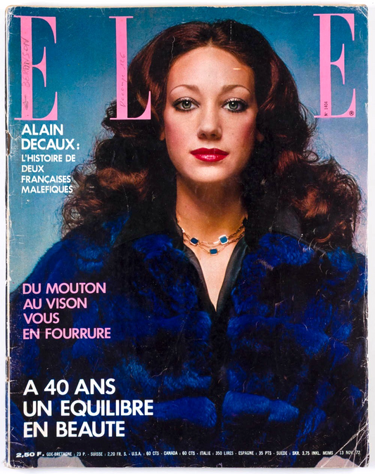 MARISA BERENSON Beauty ALAIN DECAUX Elle magazine 13 November 1972 France FRENCH