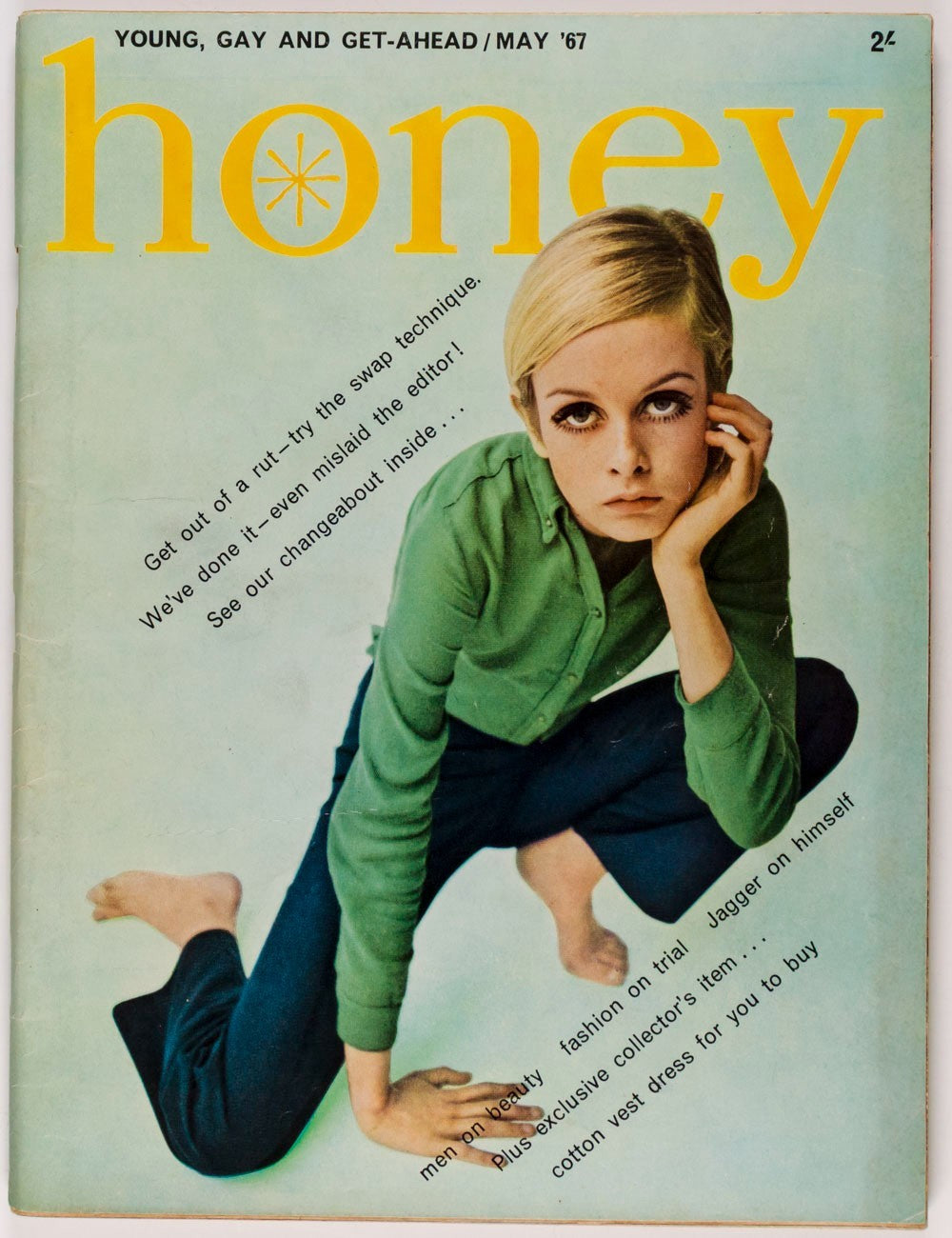 TWIGGY Mick Jagger LYNN REDGRAVE Honey magazine UK May 1967 Helmut Newton MINERS