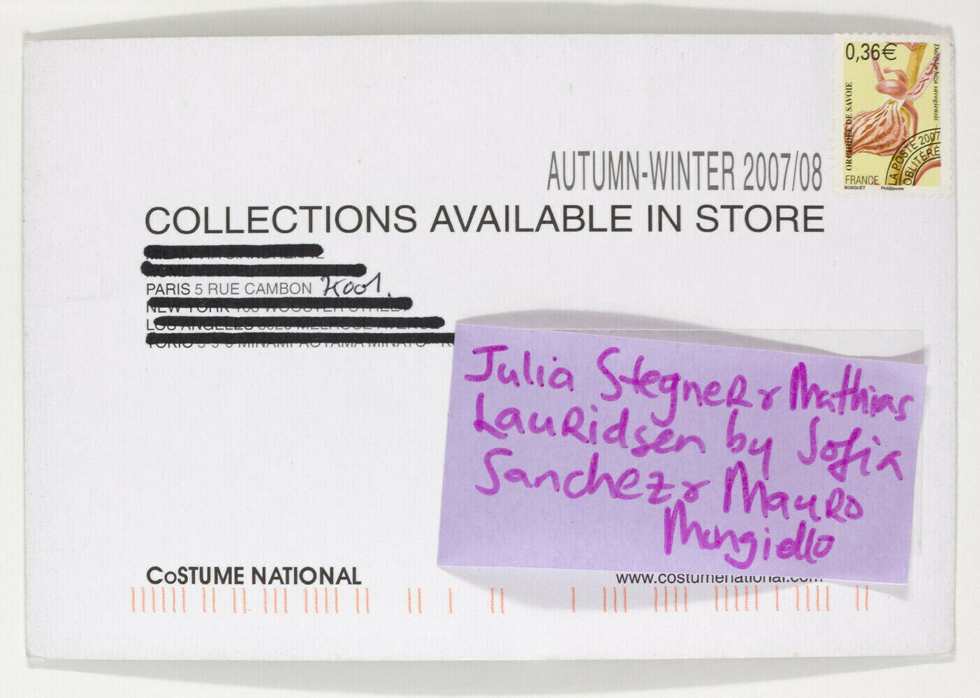 Julia Stegner MATHIAS LAURIDSEN Costume National 2007 2008 Fall Winter POSTCARD