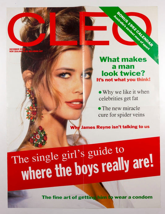 CLAUDIA SCHIFFER fold-out original poster CLEO MAGAZINE Australia 1991 December