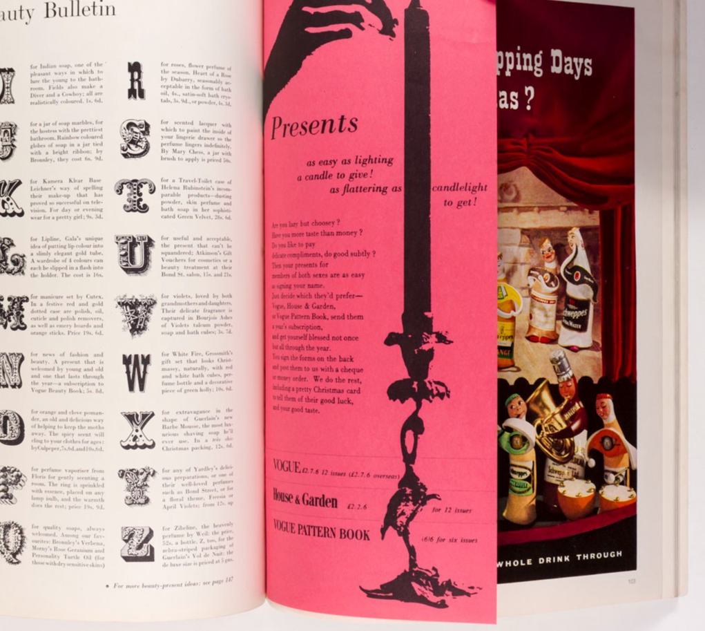 ANNABEL BIRLEY Paris London WILLIAM KLEIN Parkinson VOGUE December 1956 vtg XMAS