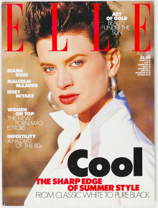 Kristen McMenamy ISSEY MIYAKE Kara Young DIANA ROSS vtg ELLE magazine 1989 June