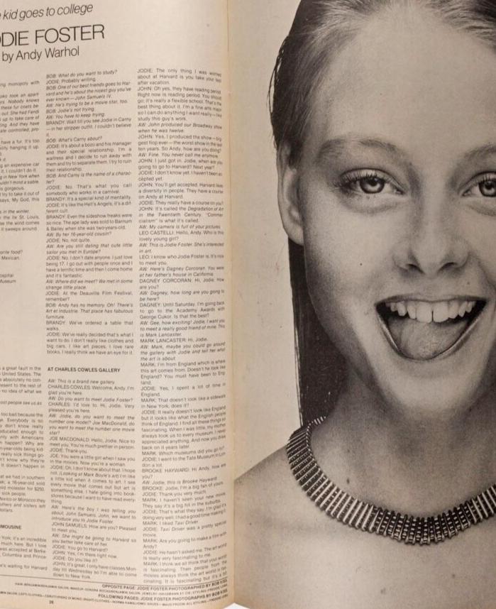 JODIE FOSTER Ritts LEE MAZZILLI Perry Ellis CK Diana Vreeland INTERVIEW magazine