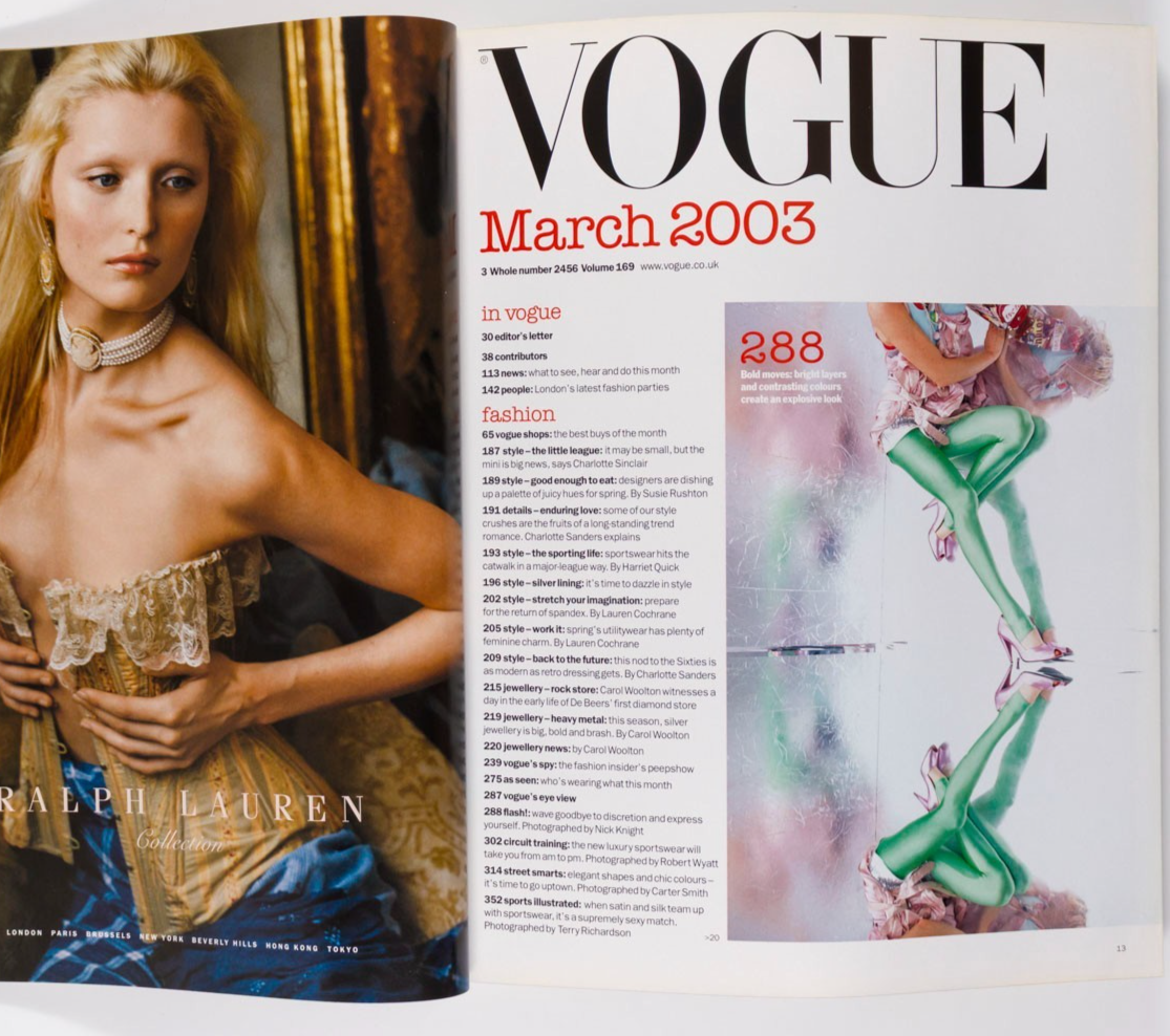 Natasha Vojnovic MAGGIE RIZER Gisele VOGUE March 2003 Filippa Hamilton NEW LOOK
