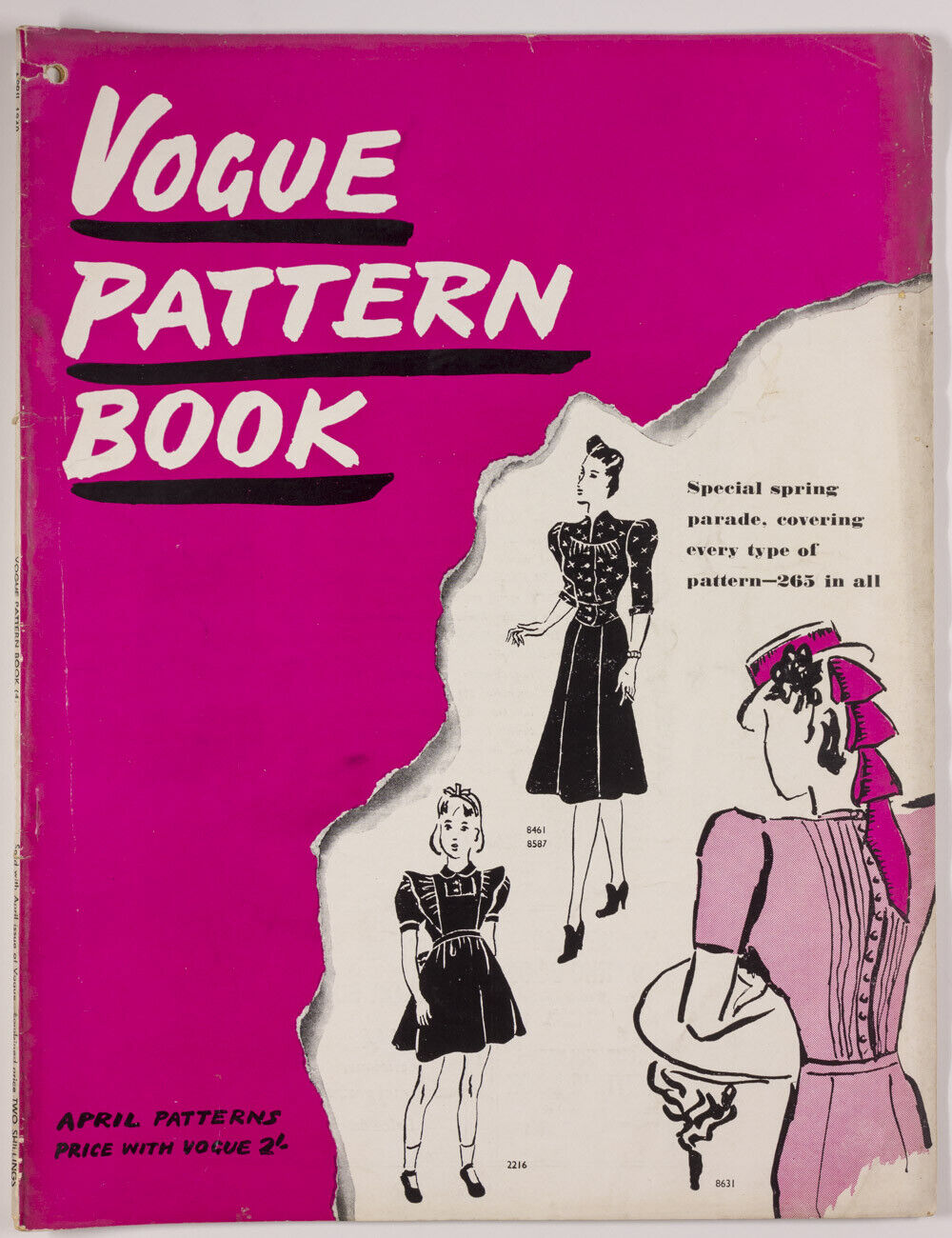 Vogue Pattern Book KIDSWEAR pinafore dress JOHN RAWLINGS evening gown 1940 April