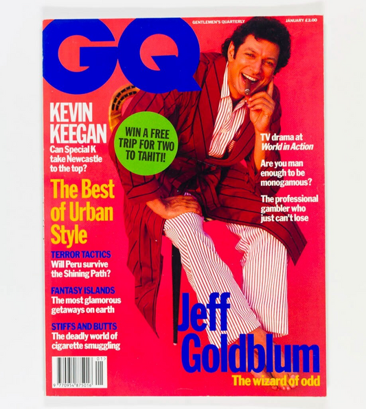 Jeff Goldblum SADIE FROST Kevin Keegan GQ UK MAGAZINE January 1993 Harvey Keitel