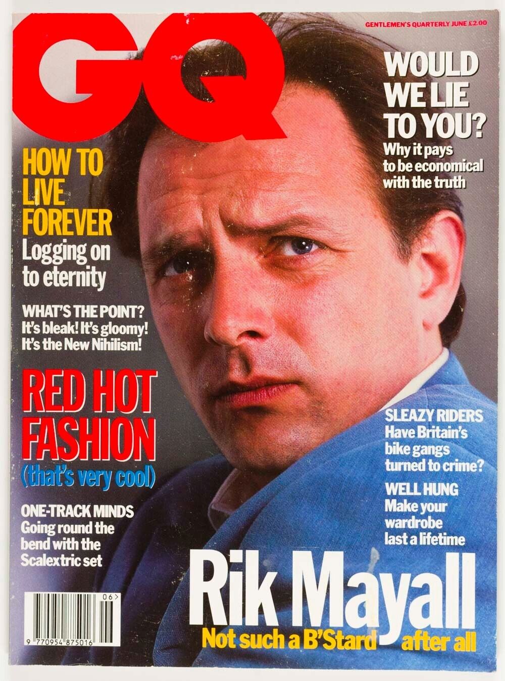 RIK MAYALL B'stard BIKER GANGS Men's Fashion SCALEXTRIC Nihilism GQ MAGAZINE vtg