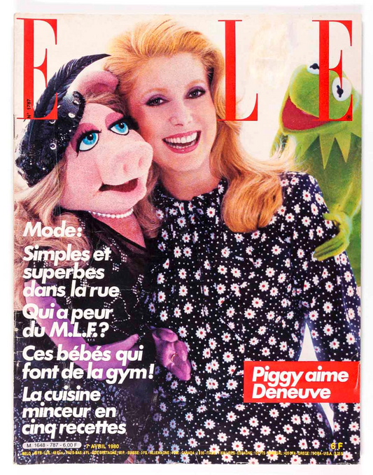 MISS PIGGY Catherine Deneuve MUPPETS Janice Dickinson ELLE MAGAZINE 7 April 1980