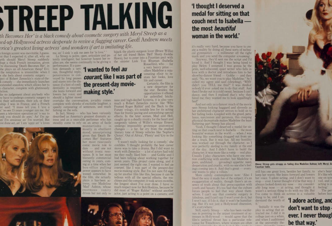 U2 Meryl Streep TIME OUT magazine November 1992 Patrick Caulfield SHARON STONE