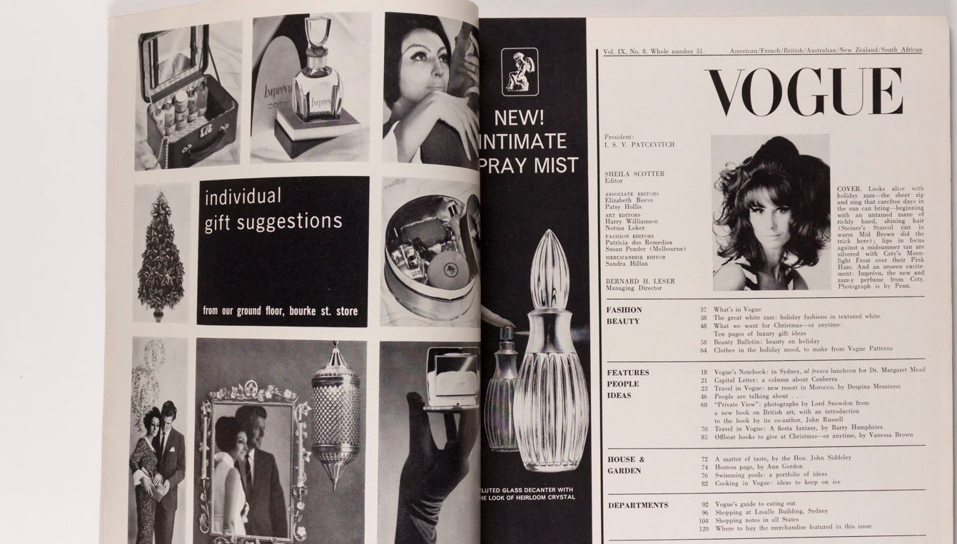 Brigitte Bauer VERUSCHKA Barry Humphries VOGUE AUSTRALIA Dec 1965 Bridget Riley