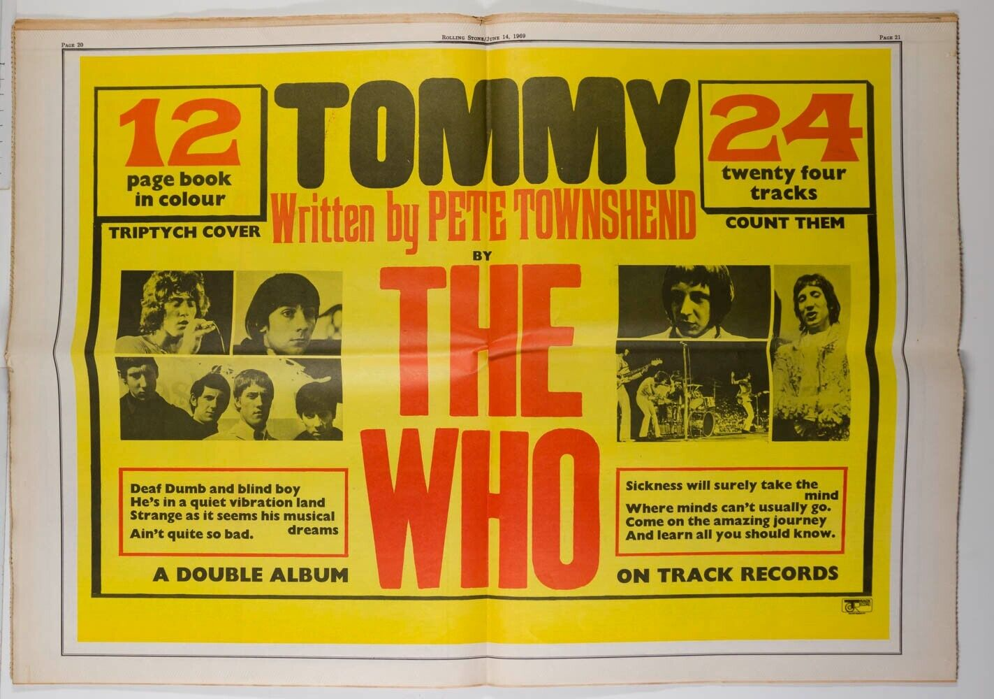 1st UK ROLLING STONE 1 Pete Townshend THE WHO TOMMY POSTER Jean-Luc Godard DYLAN