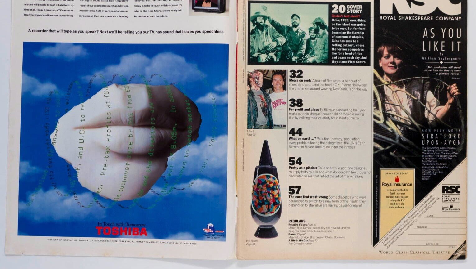 Fidel Castro MANDY RICE-DAVIES Alessi RAY CONNOLLY Rio SUNDAY TIMES magazine 90s