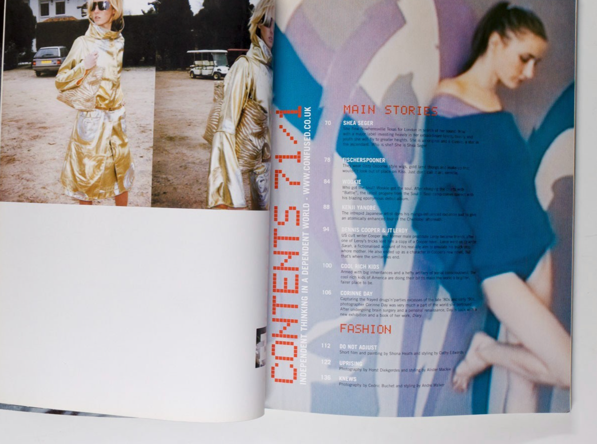 CORINNE DAY Milton Glaser DAZED & CONFUSED magazine November 2000 Fischerspooner