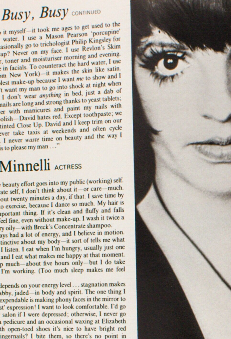 Julie Ege CHARLOTTE RAMPLING Liza Minelli COSMOPOLITAN January 1973 Greta Norris