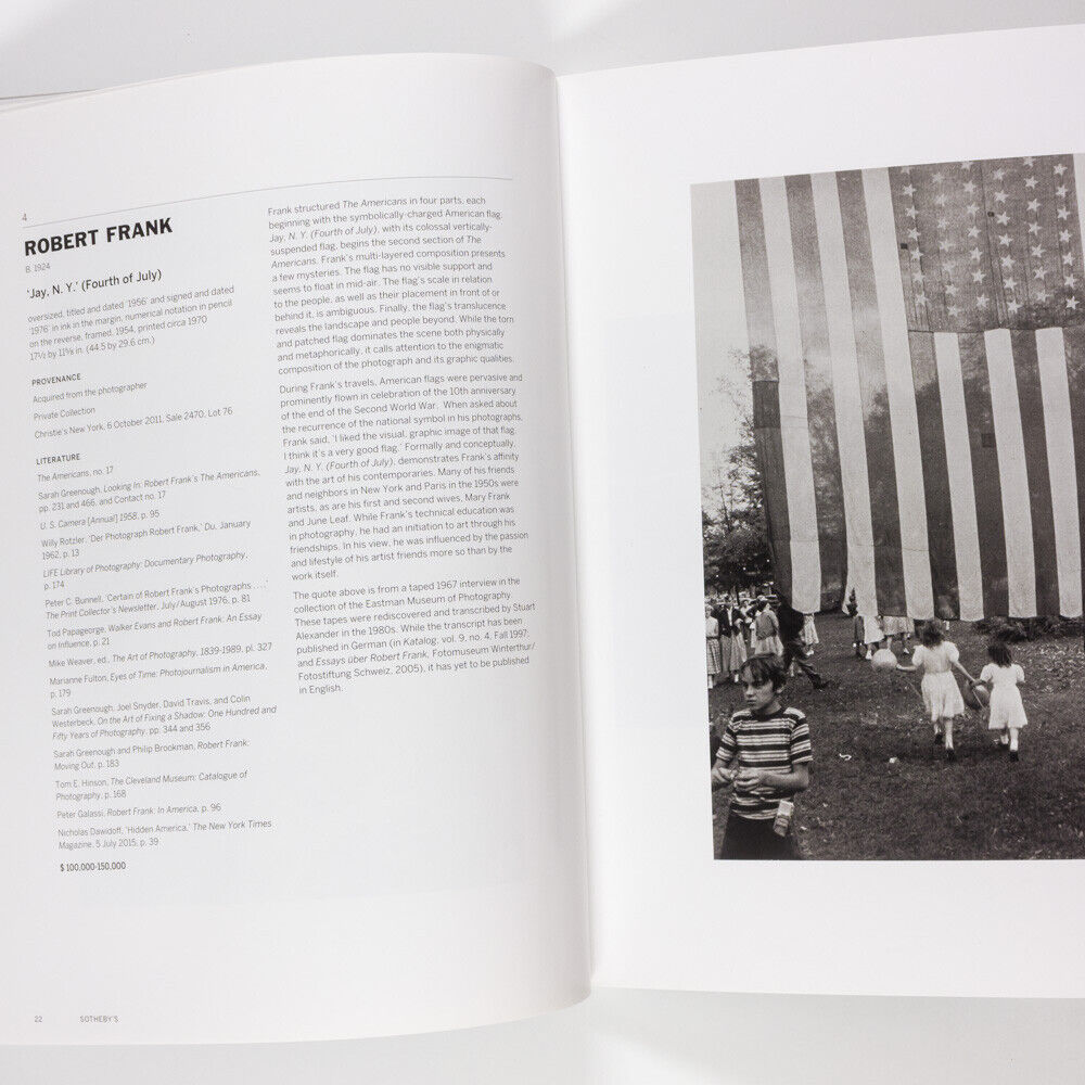 ROBERT FRANK Auction Catalogue THE AMERICANS Sotheby's NY Jake & Ruth Bloom 2015