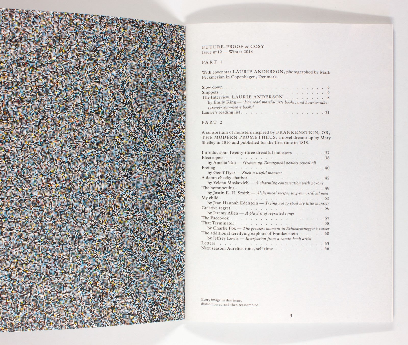 LAURIE ANDERSON Frankenstein THE HAPPY READER magazine WINTER 2018 12 Geoff Dyer