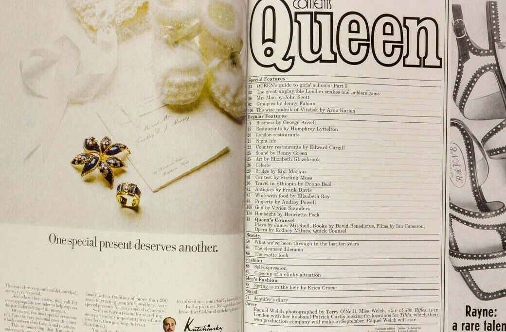 RAQUEL WELCH Jane Asher TERRY O'NEILL Guy Bourdin QUEEN magazine May 1968 Hippie