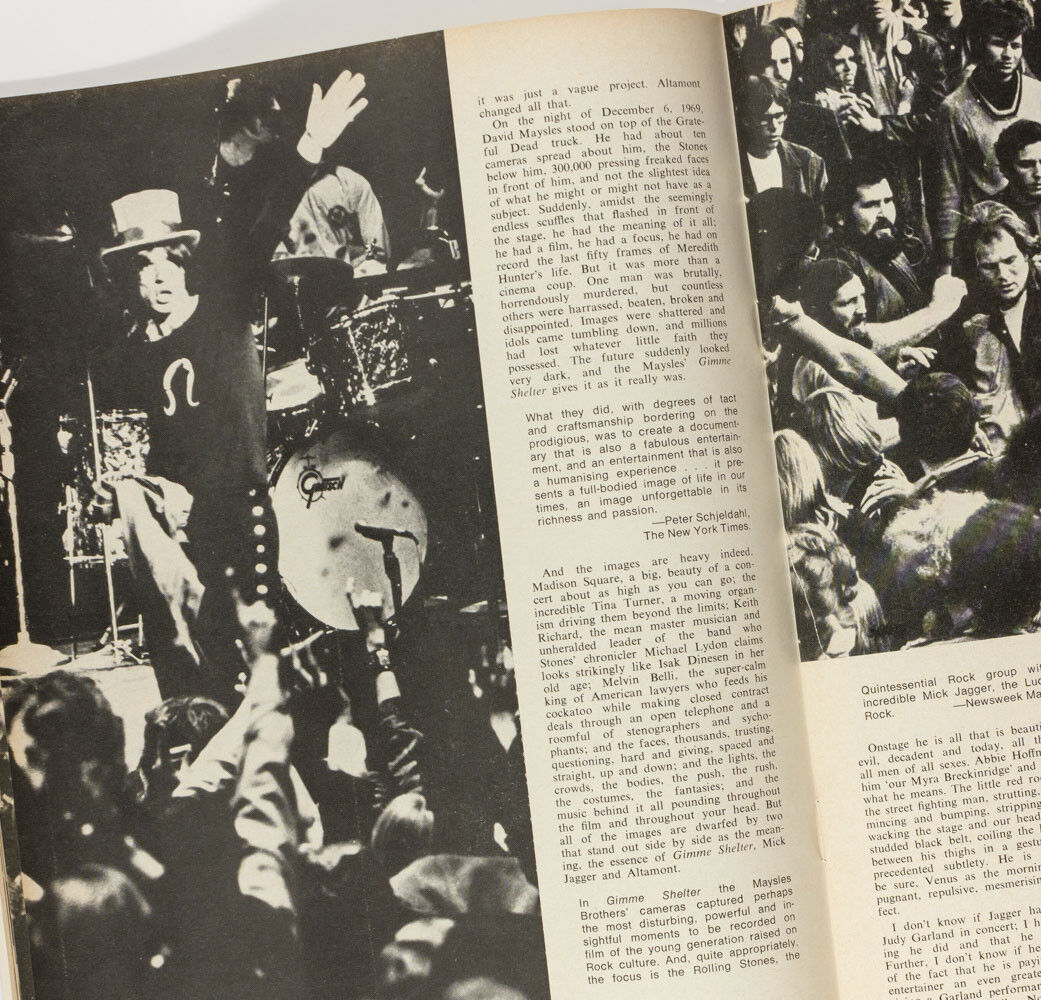 Gimme Shelter Maysles brothers The Rolling Stones Altmont RARE magazine article