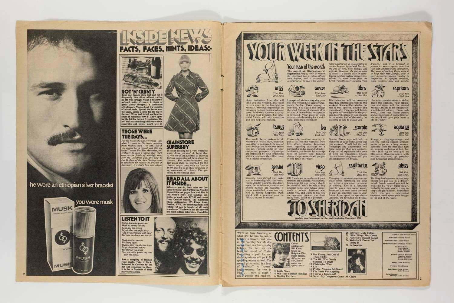 Judy Collins MALCOLM MCDOWELL Seekers PETTICOAT magazine 1973 December BRIGHTON