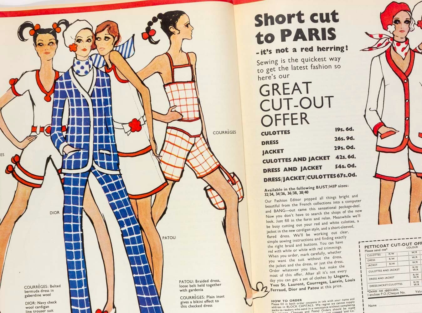 COURREGES May Routh PARIS COLLECTIONS PETTICOAT magazine March 1968 vtg Dior YSL