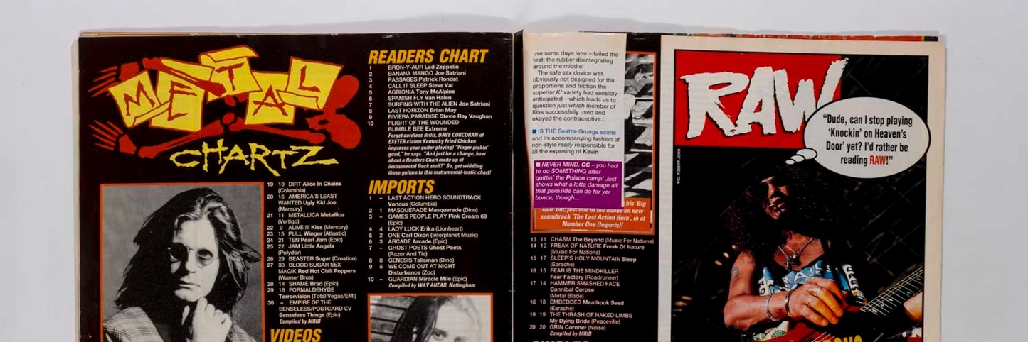 Metallica NIRVANA POSTER Ozzy Osbourne KERRANG magazine 1993 June 449 Bon Jovi