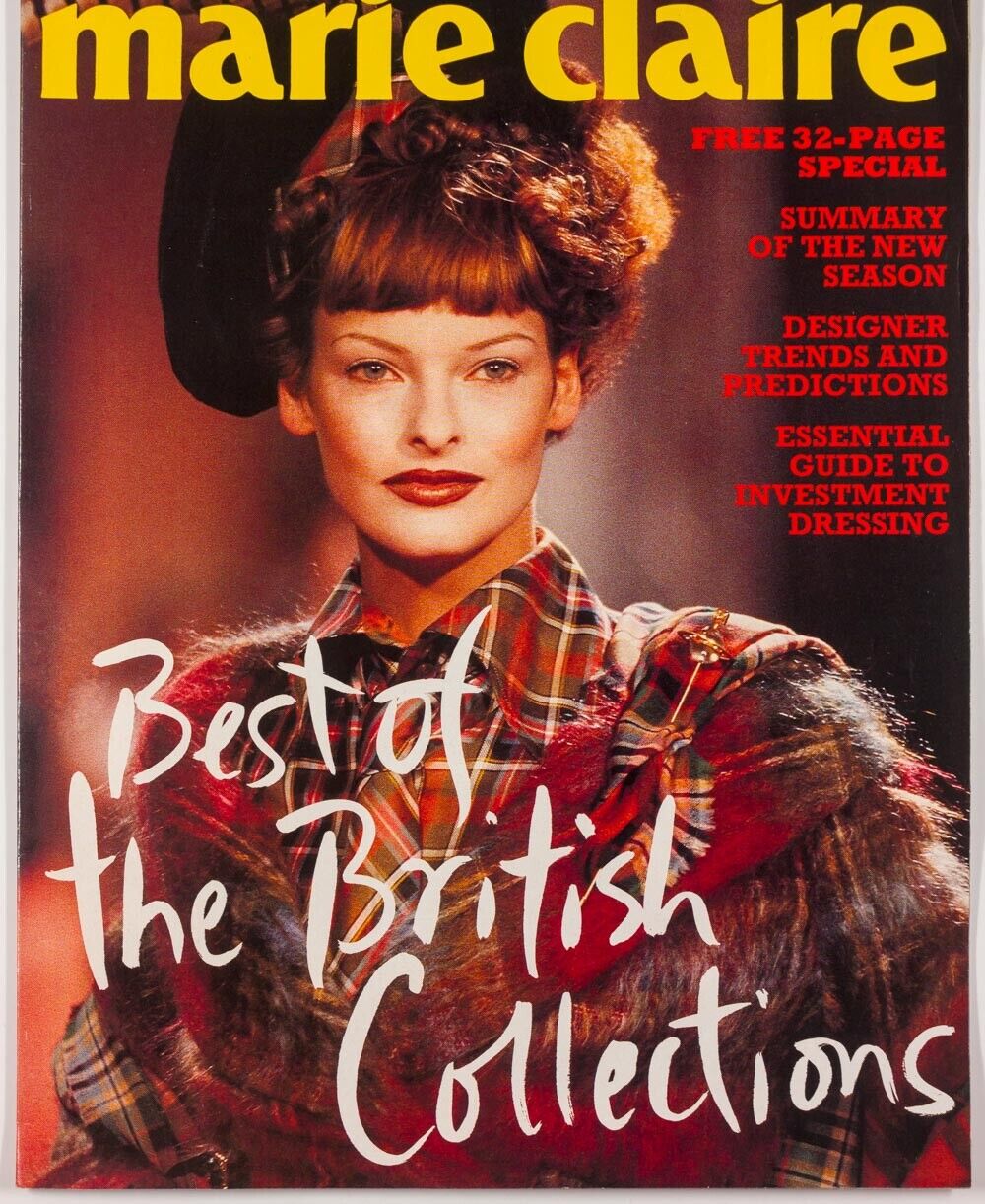 LINDA EVANGELISTA Vivienne Westwood ALEXANDER McQUEEN vtg MARIE CLAIRE magazine