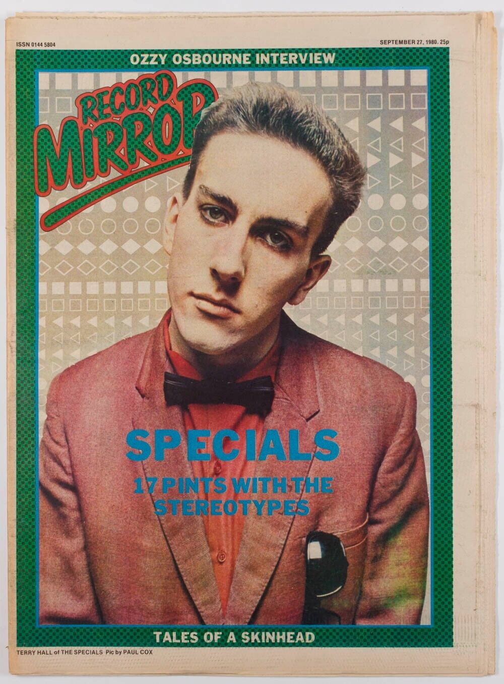 The Specials SKINHEAD Madness OZZY Dead Kennedys TOURISTS Record Mirror magazine