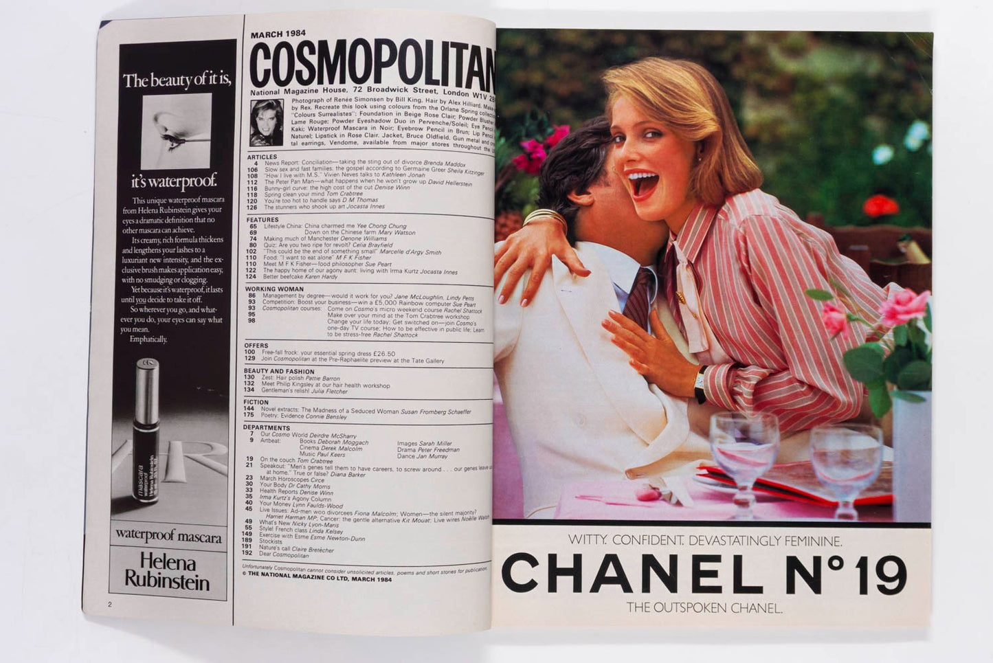 Renee Simonsen VIVIEN NEVES Donald Sutherland COSMOPOLITAN magazine March 1984