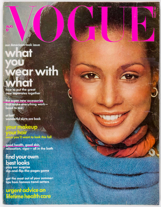 BEVERLY JOHNSON 1st Black model Vogue cover RENE RUSSO Sly Stone HALSTON Avedon