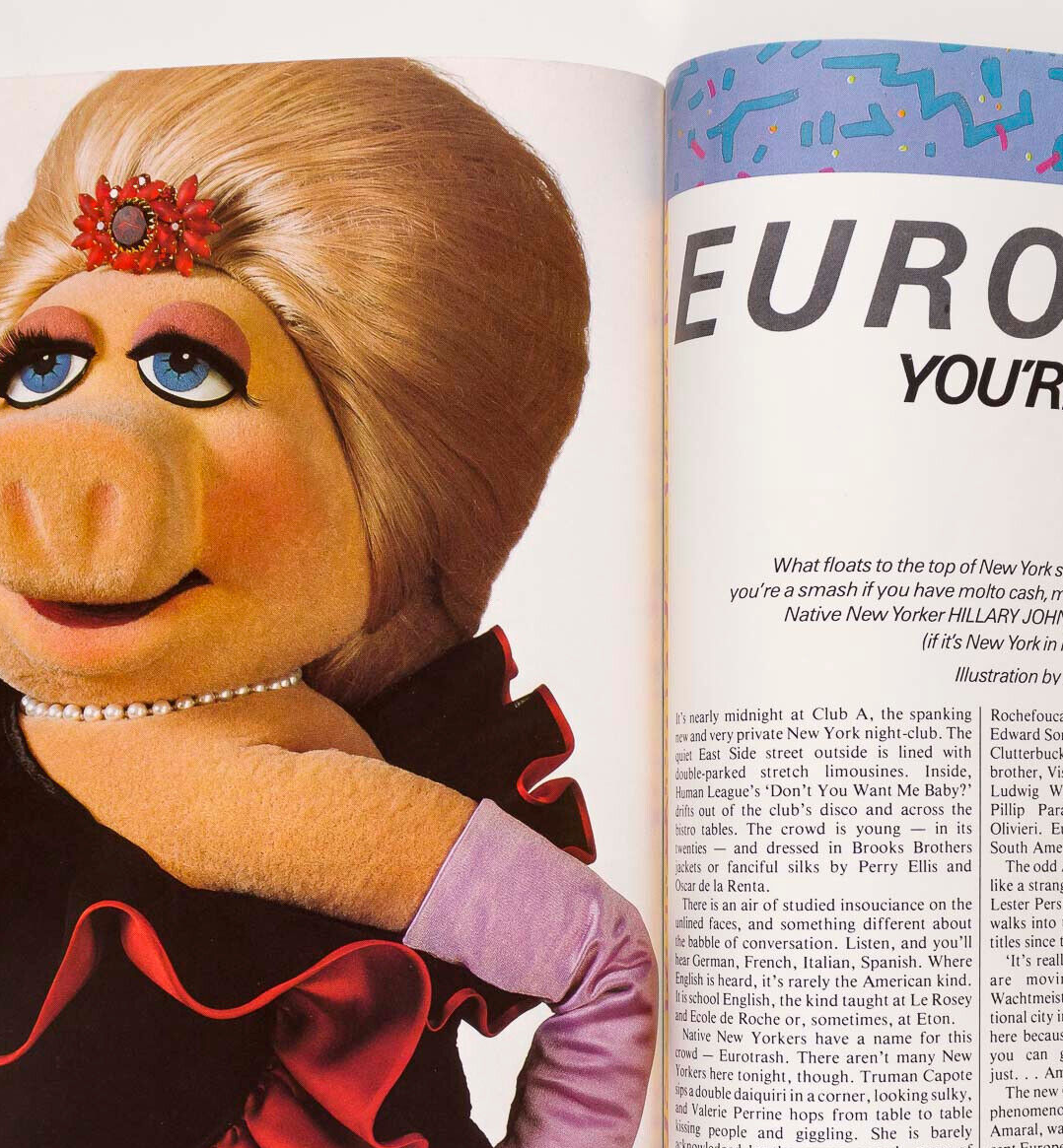 MISS PIGGY Muppets CUSI CRAM Liza Minnelli BOB MACKIE Zach Galligan GRUAU Tatler