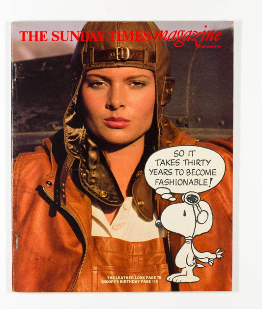Leather fashion SNOOPY Stanley Holloway JOHN BRATBY  Sunday Times September 1980