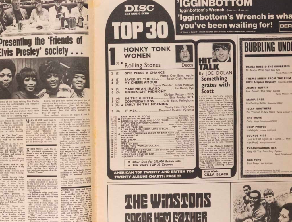 John Lennon ELVIS Marianne Faithfull DISC MUSIC ECHO 16 August 1969 Peter Green