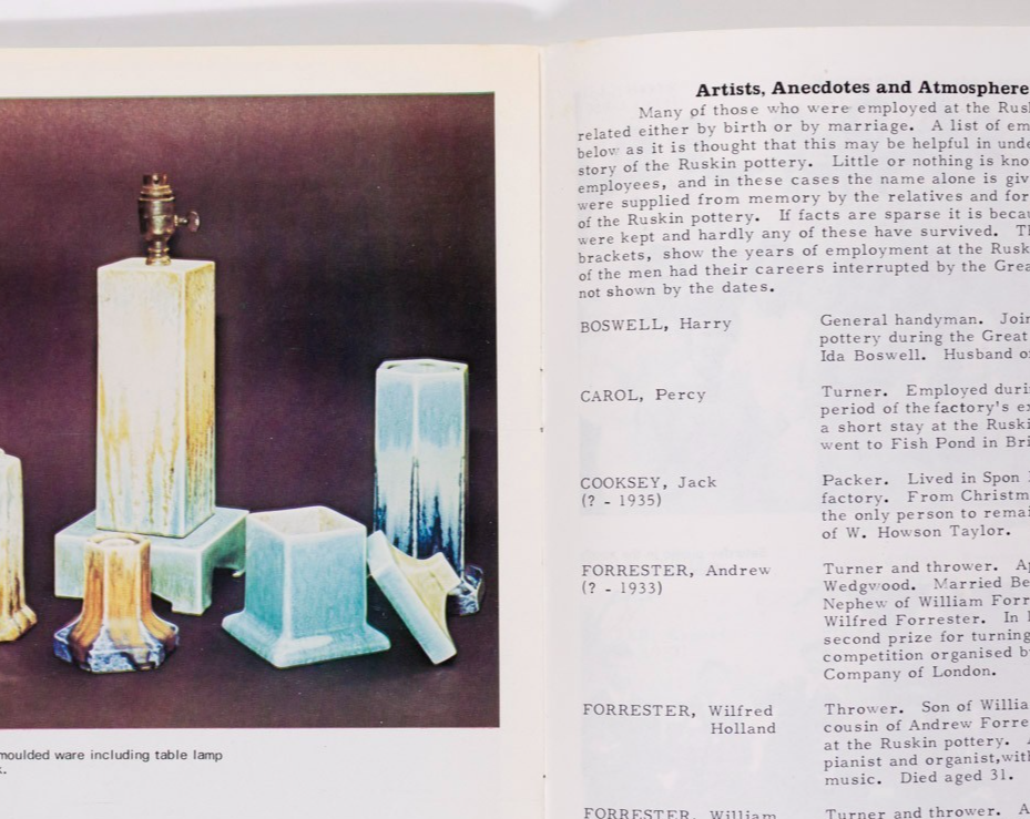 RUSKIN POTTERY James H Ruston METROPOLITAN BOROUGH OF SANDWELL guide 1975 book