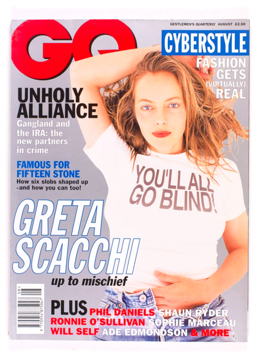 GRETA SCACCHI Phil Daniels SHAUN RYDER Sophie Marceau UK GQ magazine August 1995